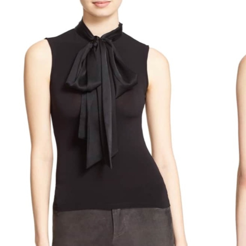 'Glynda' High Neck Sleeveless Blouse with Bow